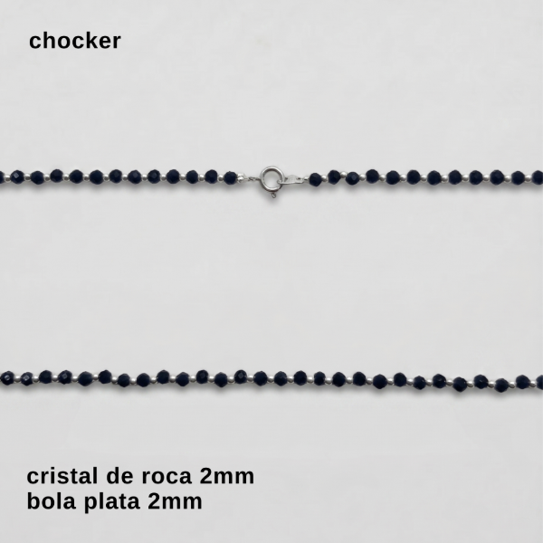 Producto - CHO #FP - Chocker cristal de roca y bola de plata 2mm (DOLAR)