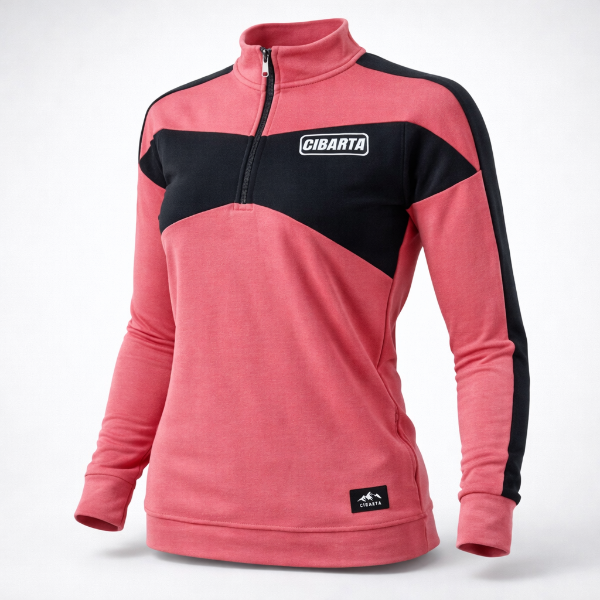 Producto - Buzo medio cierre Canguro Cibarta FZE ROSA Y NEGRO