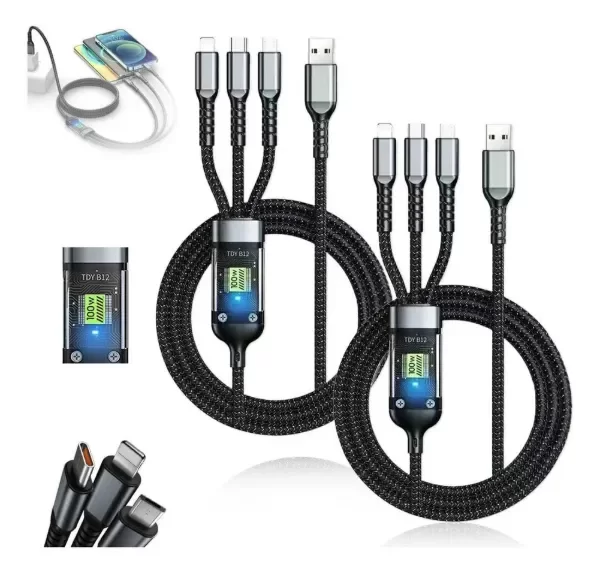 Producto - CABLE DE CARGA SUPER RAPIDO 3 EN 1 TRANSPARENTE Y LUMINOSO