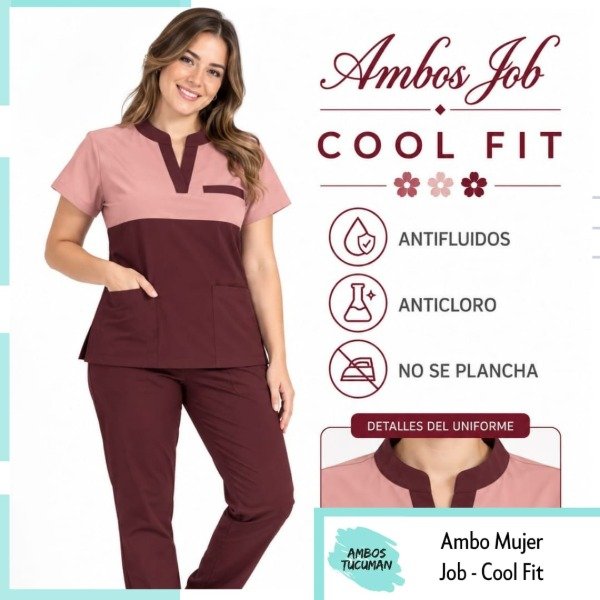 Producto - Ambo Job Rosa Corte Bordo ( Cool Fit )