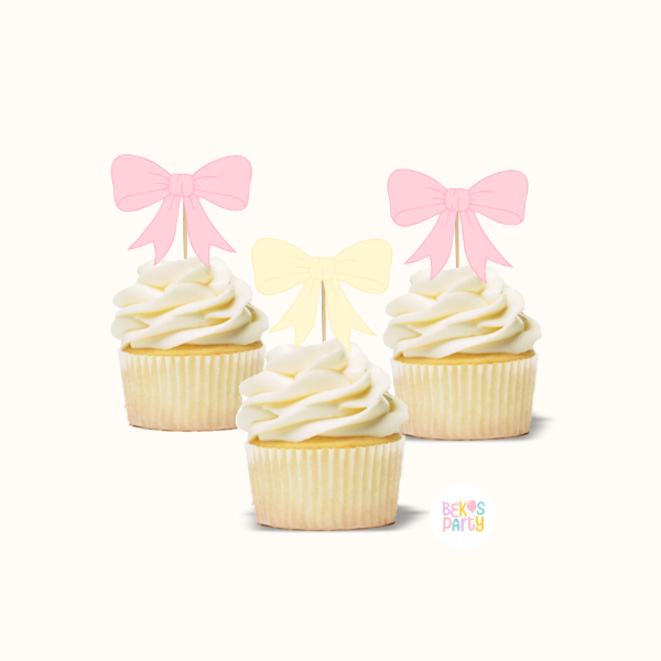 Producto - Topper cupcake silueta x 6 Moños Coquette