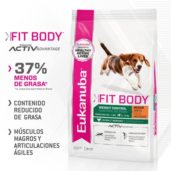 Producto - EUKANUBA ADULTO FIT BODY MEDIUM X 15KG