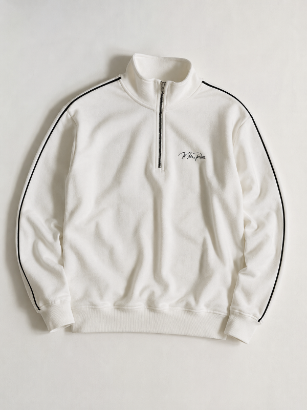 Producto - Buzo Oversize Medio Cierre Blanco