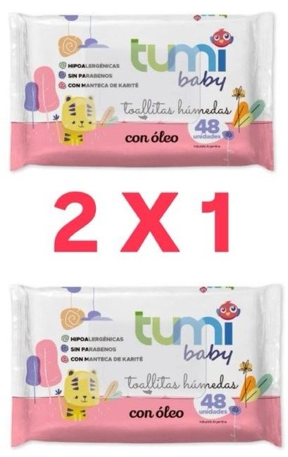 Producto - 2 x 1 Toallitas húmedas con OLEO Tumi baby x48 unidades