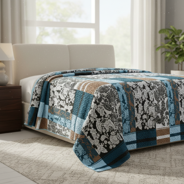 Producto - Cover Cubrecama Quilt Reversible 2 1/2 Plazas "Arabesco"