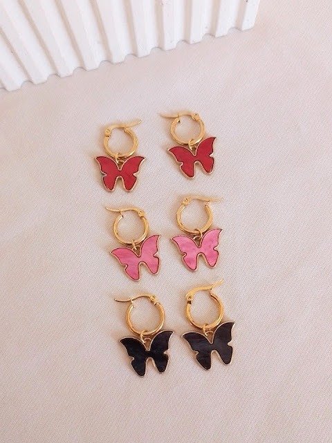Producto - Aros acero dorado mariposas