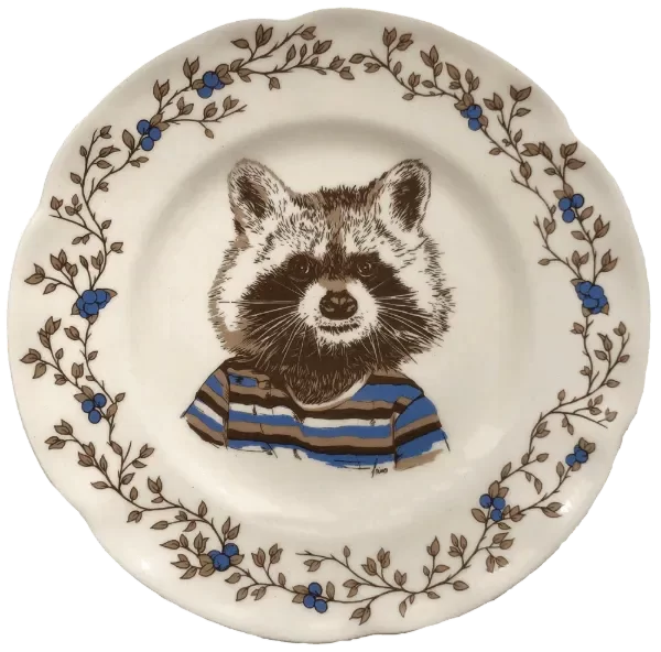 Producto - PLATO DE POSTRE ILUSTRADO MAPACHE