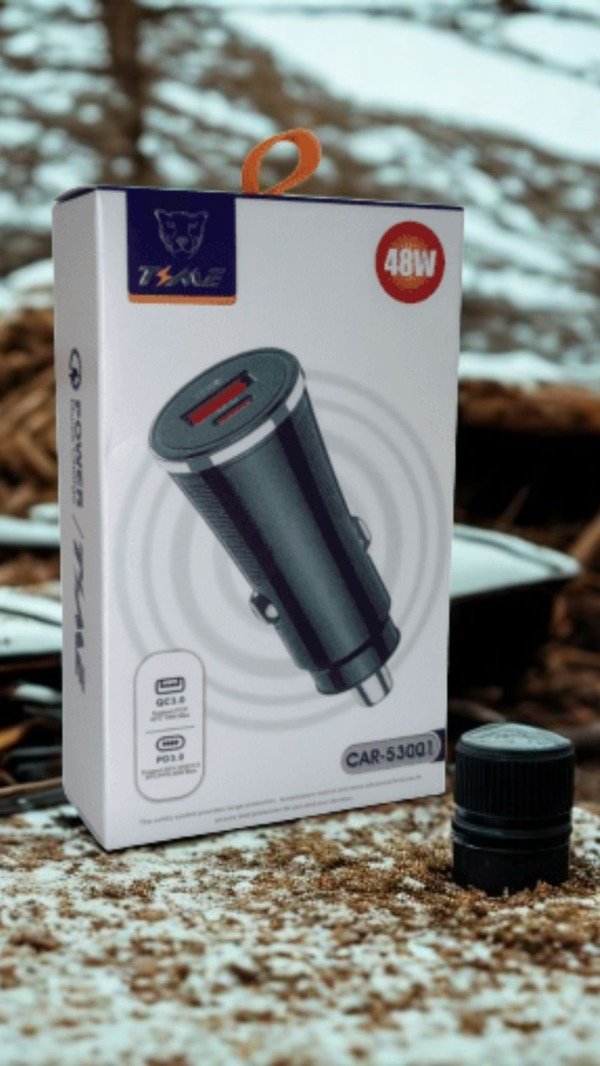 Producto - Cargador para Auto Tipo C + USB 3.0 48W