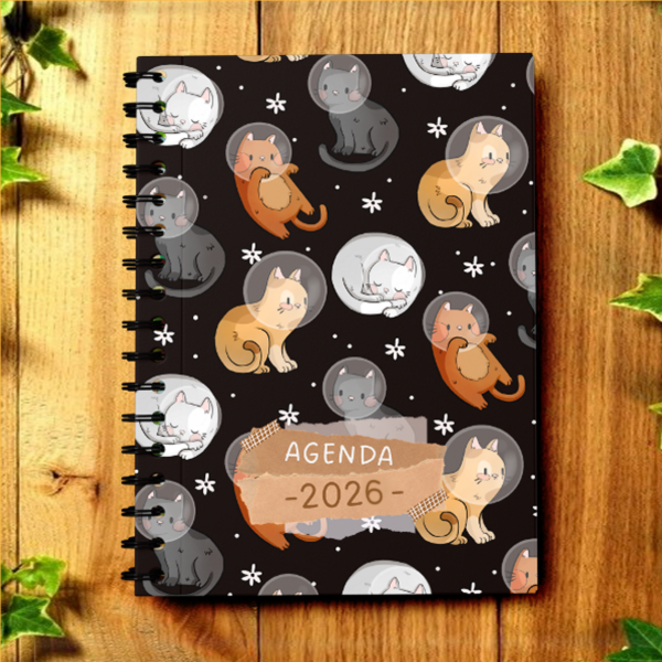 Producto - Agenda Perpetua 2026 Ilustrada 'Michis Espaciales'