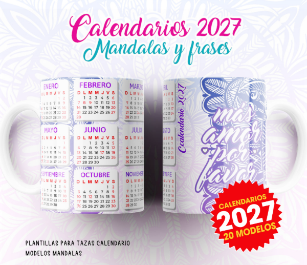 Producto - Plantillas Sublimar Tazas Calendarios 2027 Mandalas Frases Sublimacion - 1
