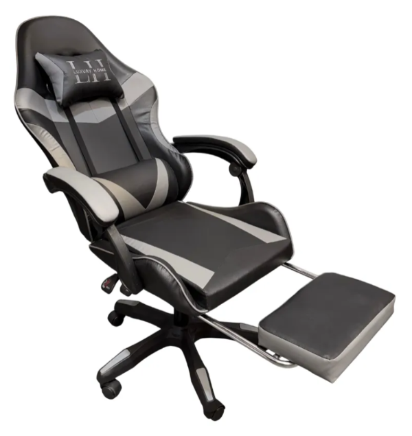 Producto - Silla Gamer Negro y Gris con Reposapies Ergonómica Reclinable