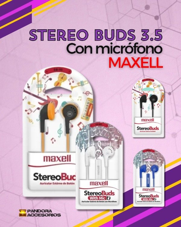 Producto - M. Libres Maxell 3.5 Stereo Buds C/ Mic