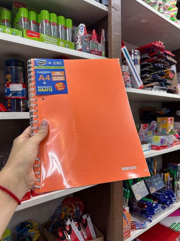 Producto - Cuaderno A4 Neon Naranja Rayado + BOLIGRAFO GRATIS