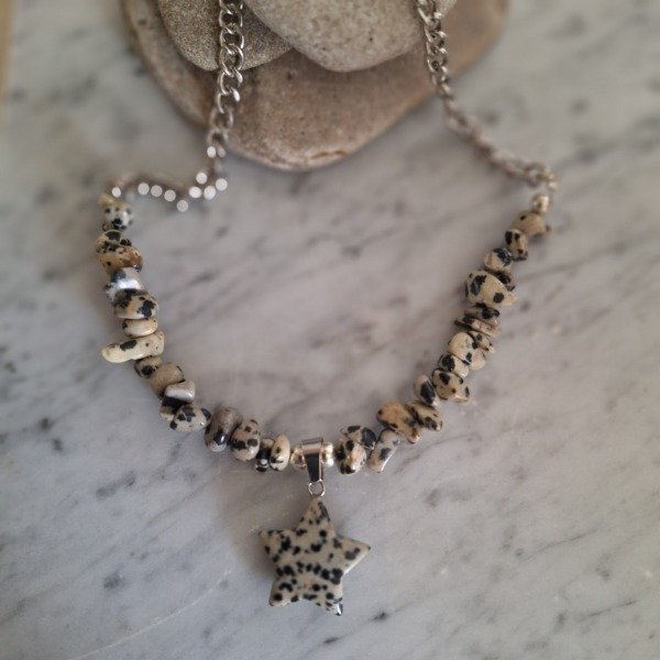 Producto - Collar Jaspe Dálmata (dije y escallas)