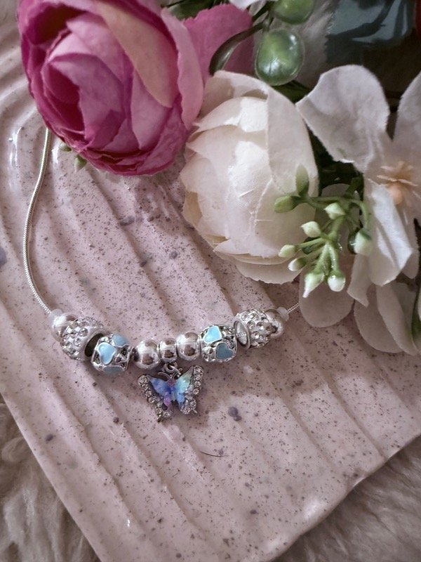 Producto - Collar estilo Pandora mariposa (acero blanco)