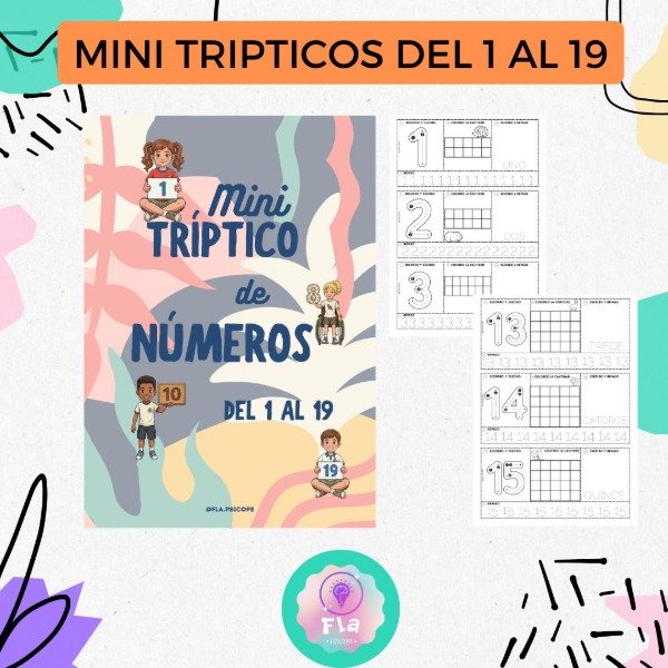 Producto - Mini tríptico de números del 1 al 19
