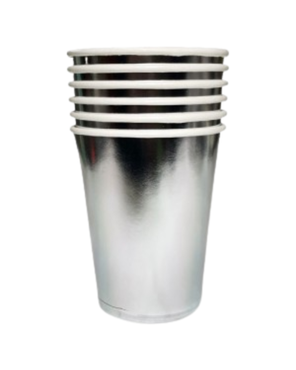 Producto - VASO DE POLIPAPEL PLATEADO 266cc x 6 Unidades