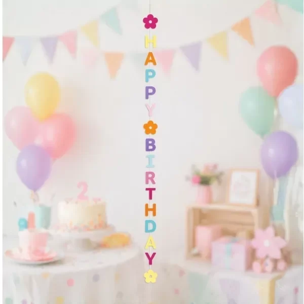 Producto - GUIRNALDA COLGANTE HAPPY BIRTHDAY "FLOWERS" MULTICOLOR