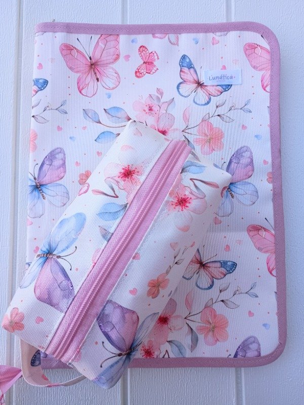 Producto - Kit Estuche A4 + Cartu Jazmín Mariposas Vintage