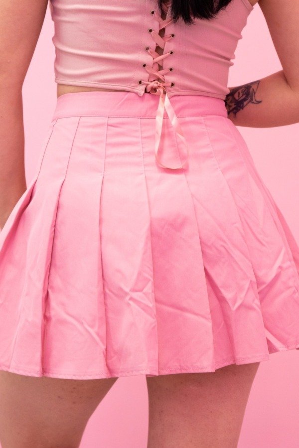 Producto - Falda Tableada Elastizada con Short (Rosa) - 1