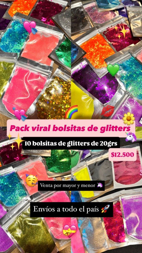 Producto - Combo 10 bolsitas de glitter en polvo