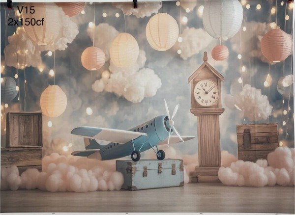 Producto - FONDO VINTAGE RELOJ AVION CON FALLA 200X150 V15