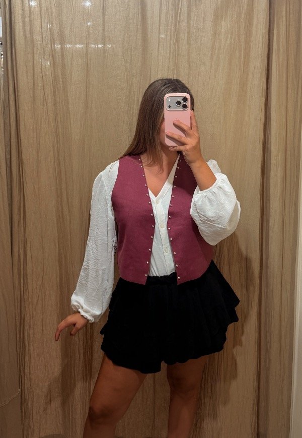 Producto - CHALECO GAMUZA BORDO