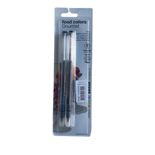 Producto - Marcador comestible doble punta fino y pincel - NEGRO - Blister x2 unidades