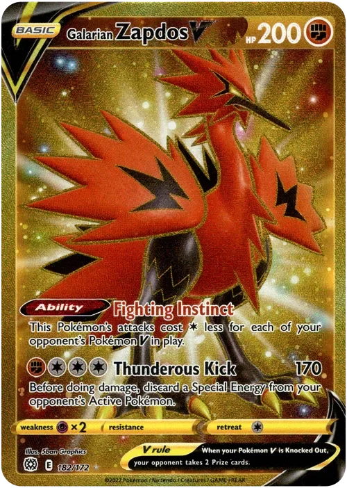 Producto - Galarian Zapdos V Secret Rare - 182/172 - Brilliant Stars - Holo