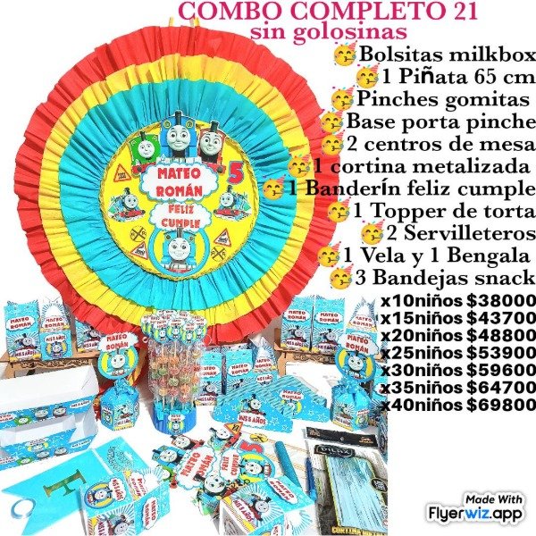 Producto - Combo completo 21 tren Thomas  sin golosinas
