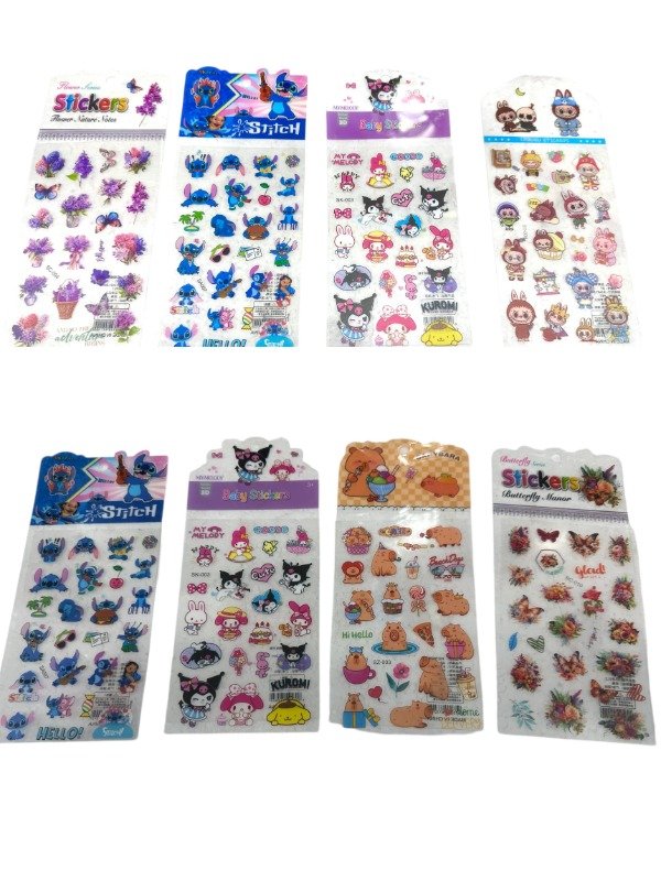 Producto - STICKER INFANTILES PERSONAJES SURTIDOS PLANCHA TRANSPARENTE