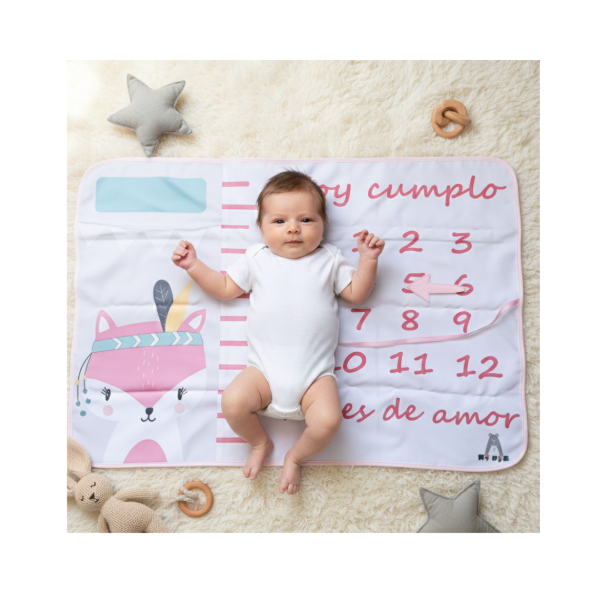 Producto - manta crecimiento ZORRITA rosa