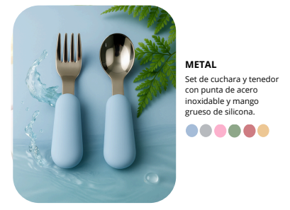 Producto - CUCHARA TENEDOR METAL AZUL