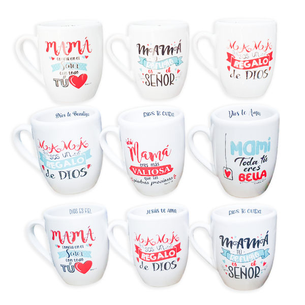 Producto - Taza De Loza Blanca Con Calco Color (DÍA DE LA MADRE) - (PACK X4 UNIDADES)