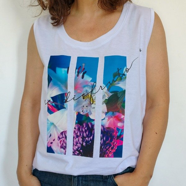 Producto - Musculosa Me Disfruto Combinado Blanco