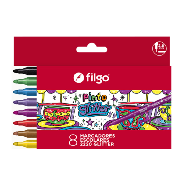 Producto - MARCADORES FILGO ESCOLARES GLITTER X 8