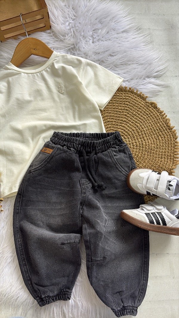 Jeans baggy con elástico gris jaspeado talles hasta 4 años — imagen 3