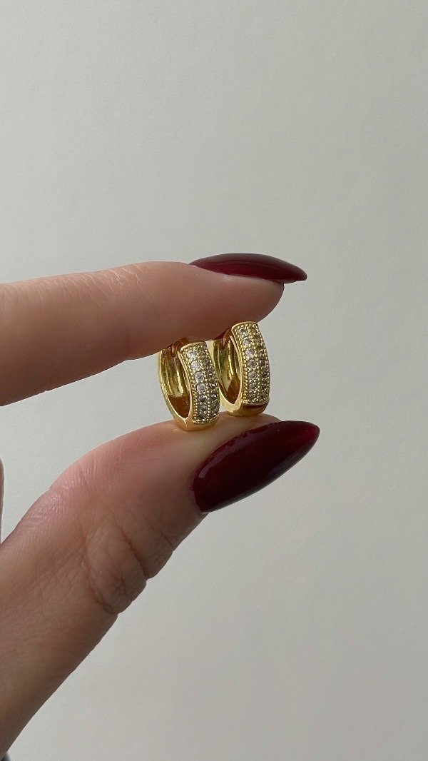 Producto - Argollas 1,4cm cinta bombe cubic ORO LAMINADO - 0