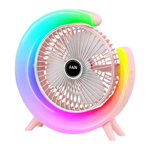 Producto - Mini Ventilador Turbo Portátil Con Luces Rgb Recargable Usb