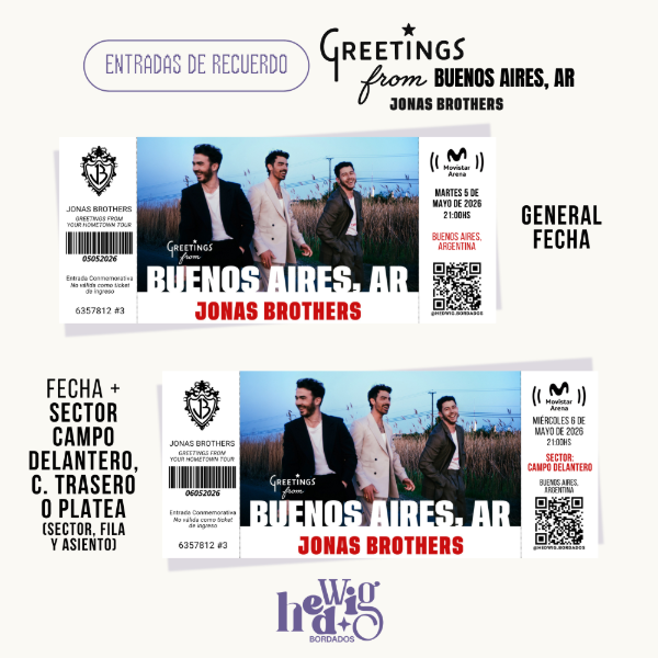 Producto - Entradas de recuerdo 14x6 - JONAS BROTHERS Greetings From Buenos Aires