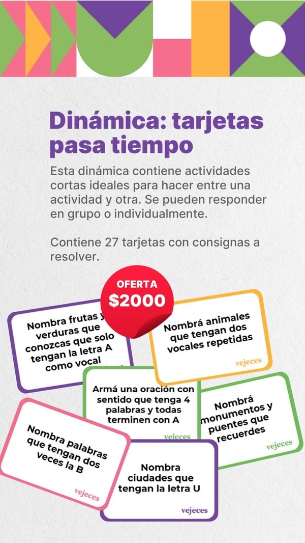 Producto - Tarjetas pasa tiempo