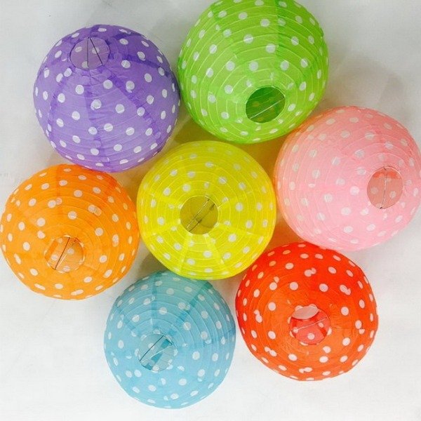 Producto - lampara de papel con lunares de 25cm