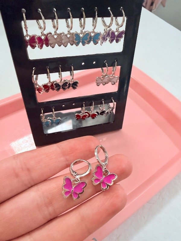 Producto - Aritos mariposa esmaltada acero