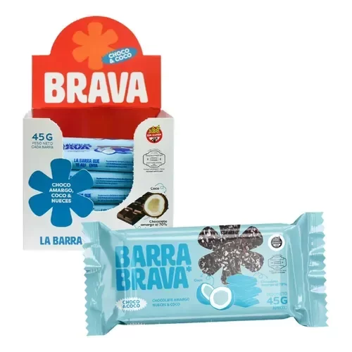 Producto - BARRA BRAVA choco coco 45grs CAJA 12 UD.