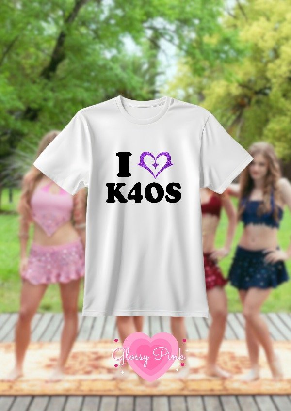 Producto - Remera I Love K4OS - VINILO TEXTIL GLITTER