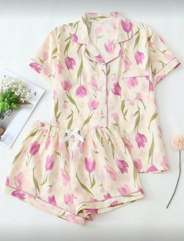 Producto - Pijama Camisita Floral Rosa