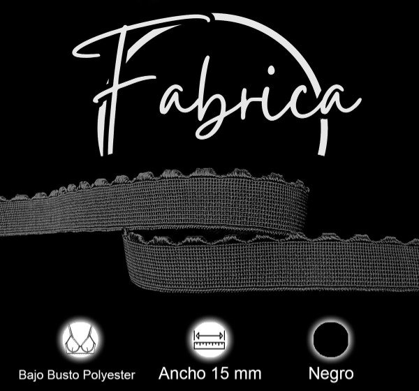 Producto - Bajo busto 15mm negro polyester (1 metro)