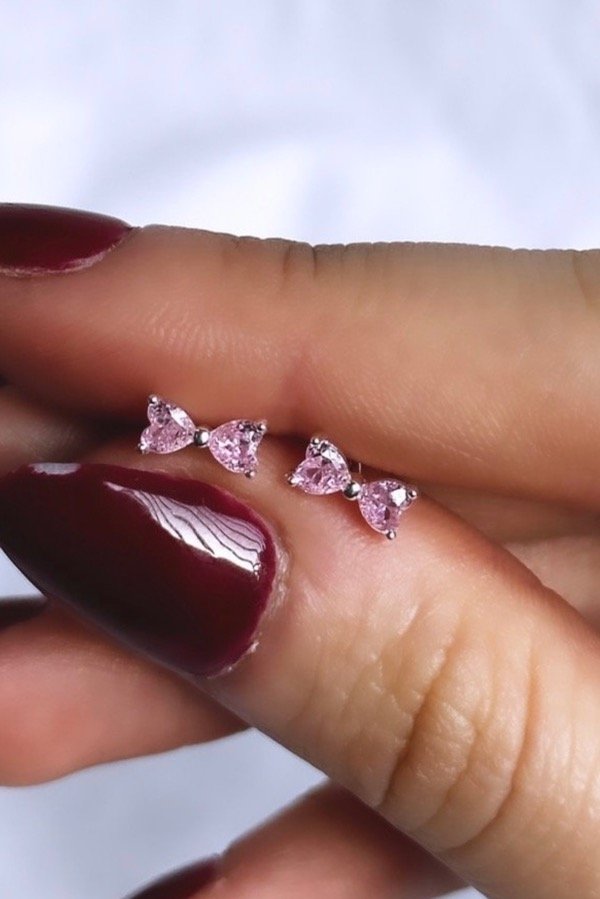 Producto - Aros moño cubics rosa