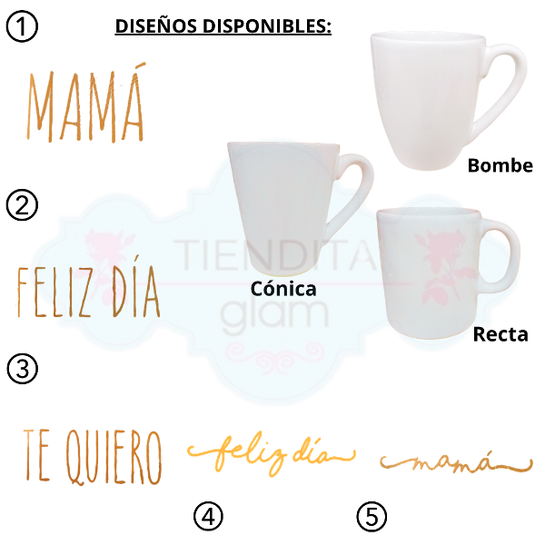 Producto - TAZA DECO BLANCA Y DORADA DÍA DE LA MADRE - 0