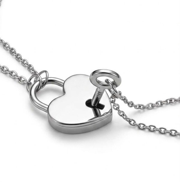 Producto - Dije Corazón Candado Con Llave Cadena Personalizado Grabado - 2